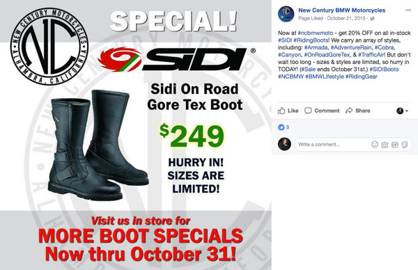 New Century BMW Moto Sidi Sale Facebook post